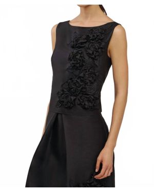 Kay Unger Anita Floral Applique Top - Black