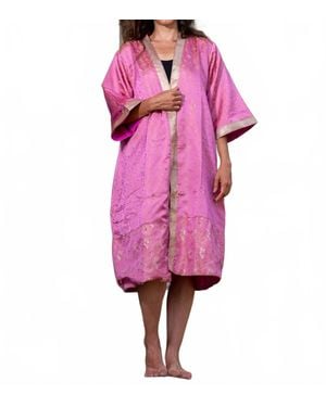 StandAwt Aphrodite Silk Saree Kimono - Pink