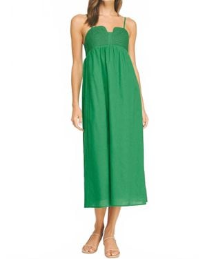 Strut & Bolt Top Stitch Bustier Linen Midi Dress - Green