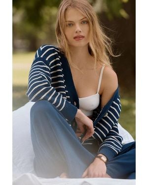 Eberjey Coastal Cardigan Sweater - Blue