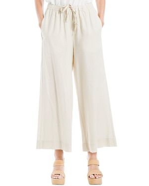 Max Studio Drawstring Crop Linen-Blend Pant - White