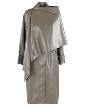 Isabelle Blanche Leather Trench Coat - Gray