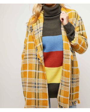 Davi & Dani Plaid Long Sleeve Jacket - Yellow