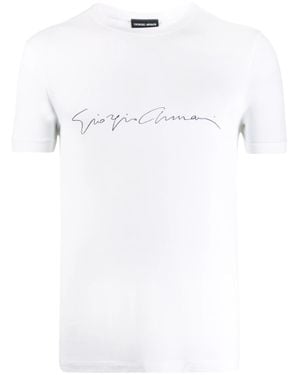 Giorgio Armani Minimalist Signature Print T-Shirt - White