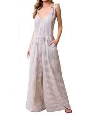 Saints & Hearts Fay Linen Blend Jumpsuit - Purple