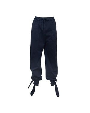 N°21 Utility Cargo Pants With Adjustable Waistband And Tie Hem - Blue