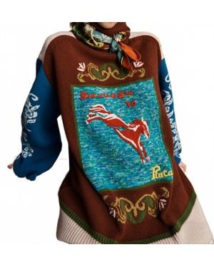 ALÉMAIS Lasso Patchwork Sweater - Blue