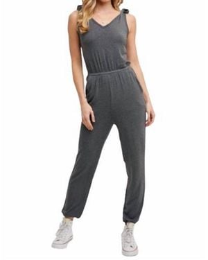 Bluivy Knit Tie Strap Jumpsuit - Blue