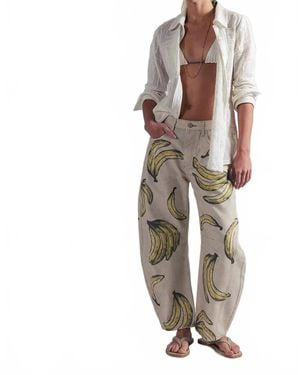Free People Good Luck Printed Barrel Jeans - Multicolor