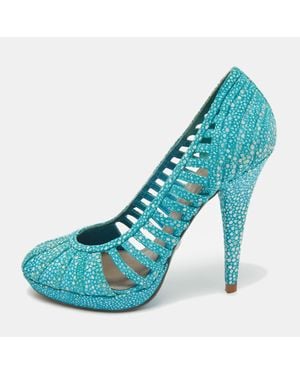 Versace Suede Platform Pumps - Blue