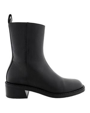 Bally Austine Block Heel Leather Boots, Brand Size 38 Us Size 7.5 - Black