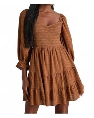 Lulus Charming Afternoon Balloon Sleeve Mini Dress - Brown