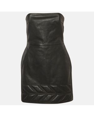 David Koma Leather Strapless Mini Dress - Black