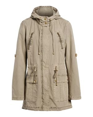 Levi's Jacket Hooded Roll Up Sleeve Full Zip Parka Utility Jdm857 - Natural