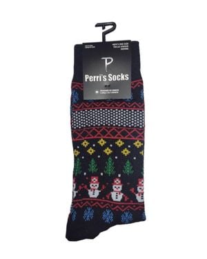 Perri's Socks Novelty Christmas Snowman Crew Socks - Blue