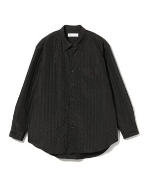 Beams Plus Jacquard Fabric Shirt With Quilting Texture - Black