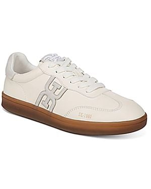 Sam Edelman Tenny Leather Low Top Casual And Fashion Sneakers - White