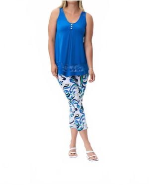 Joseph Ribkoff Slim Mid Rise Capri Leggings - Blue