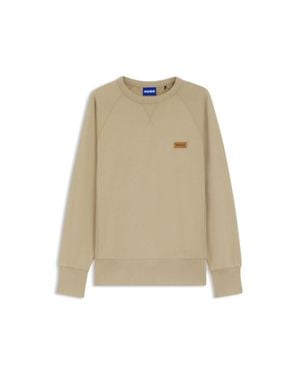 HUGO Cotton-Terry Sweatshirt With Logo Badge - Natural