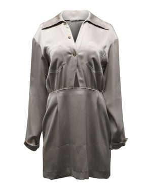 Nanushka Cutout Satin Shirt Dress - Gray