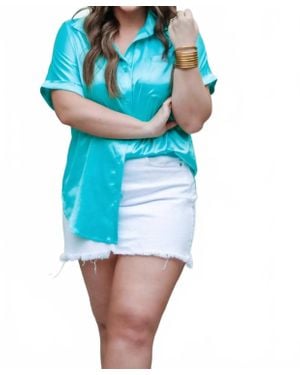 Jess Lea Danica Short Sleeve Button Up Top - Blue