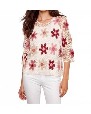 Charlie b Floral Crochet Sweater - Red