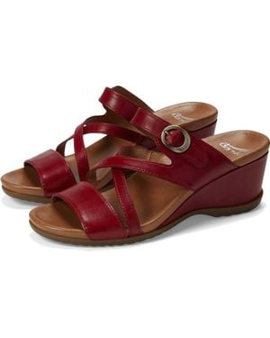 Dansko Ana Glazed Kid Leather Sandals - Red