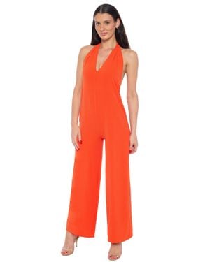 Bebe Airflow Halter Wide Leg Jumpsuit - Orange