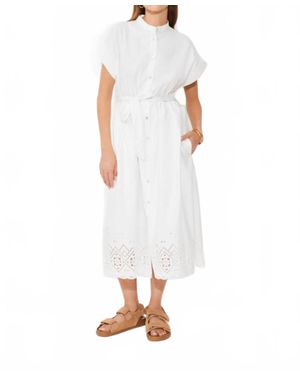 Suncoo Ceylan Embroidered Buttoned Midi Dress - White
