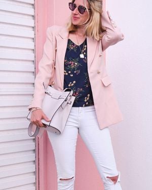 Belle & Bloom Princess Polina Textured Weave Blazer - Pink