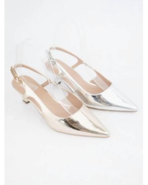 Ccocci Bell Pointed Toe Kitten Heel Pumps - White