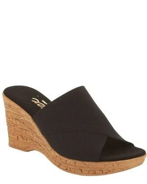 Onex Christina Elastic Banded Cork Wedge Sandals - Brown