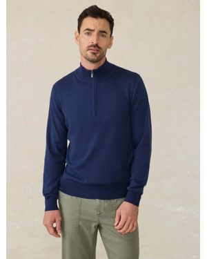 Faherty Movement Sweater Quarter Zip Long Slevee Jzz1074 - Blue