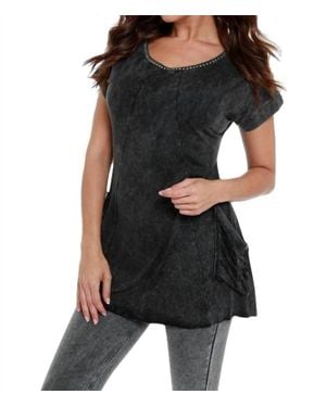 Angel Beaded Short Sleeve Tunic - Black