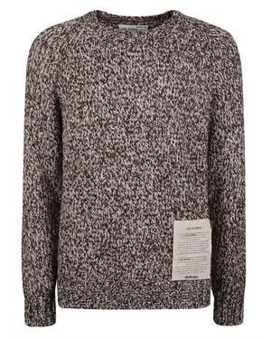 Ballantyne Raw Diamond Textured Knit Crewneck Wool-Blend Sweater - Gray