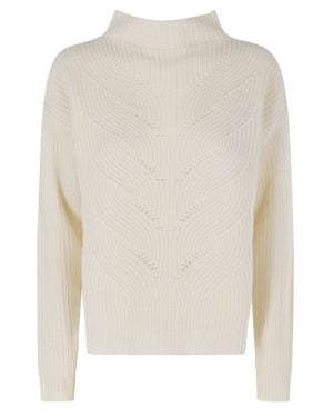 Herno Boxy Fit Ribbed Crew Neck Wool Sweater - White
