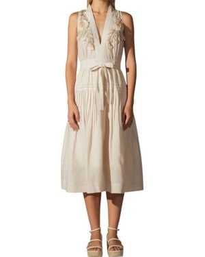 Ranna Gill Lauren Halter Belted Midi Dress - Natural