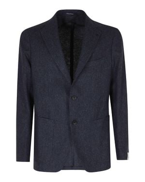 Tagliatore Spina Houndstooth Herringbone Virgin Wool Blazer - Blue