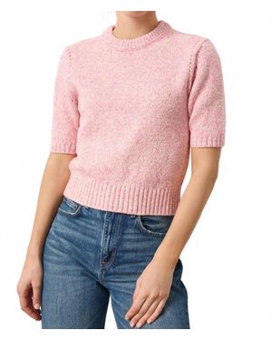 Lilla P Short Sleeved Marled Yarn Sweater - Pink