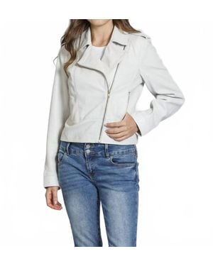 11 Uptown Cropped Washed And Waxed Leather Jacket - Blue
