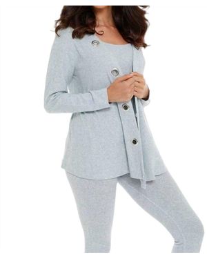 French Kyss Juliana Kashmira Open Grommet Cardigan - Blue