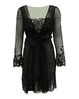 Alberta Ferretti Sheer Lace Dress - Black