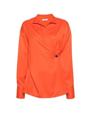 Ferragamo Ferragamo Wrap Design Long-Sleeve Blouse - Orange