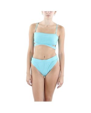 CYN & LUCA Metallic Striped Swim Bottom Separates - Blue