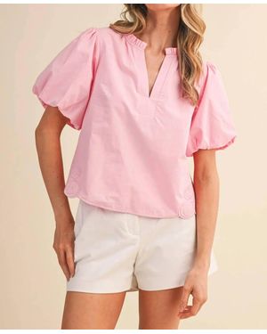 ..,merci Belle Puff Sleeve Blouse - Pink