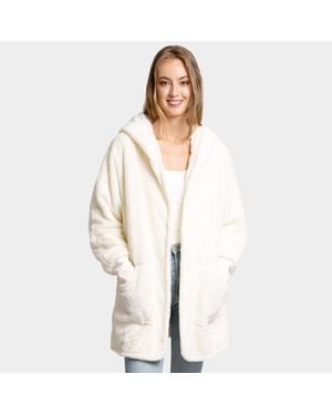 TRUEDAMES Front Pockets Oversized Solid Hoodie Jacket - Natural