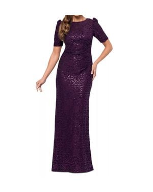 Xscape Sequined Lace Maxi Gown - Purple