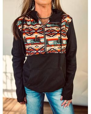Sterling Kreek Turn And Burn Aztec Half Zip Sweater - Blue