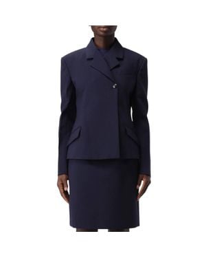 Ferragamo Double Breasted Slim-Fit Blazer, Brand Size 44 Us - Blue