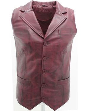Infinity Leather Smart Classic Leather Waistcoat-Bristol - Purple